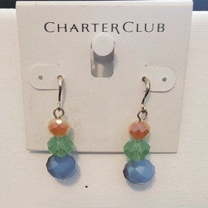 GOLD TONE MULTI COLOR BEAD DROP EARRINGS